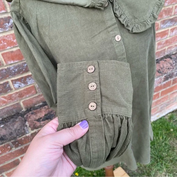 BNWT George Size 18 Khaki Green Cord Collared Top Blouse 100% Cotton Long Sleeve - Picture 6 of 13